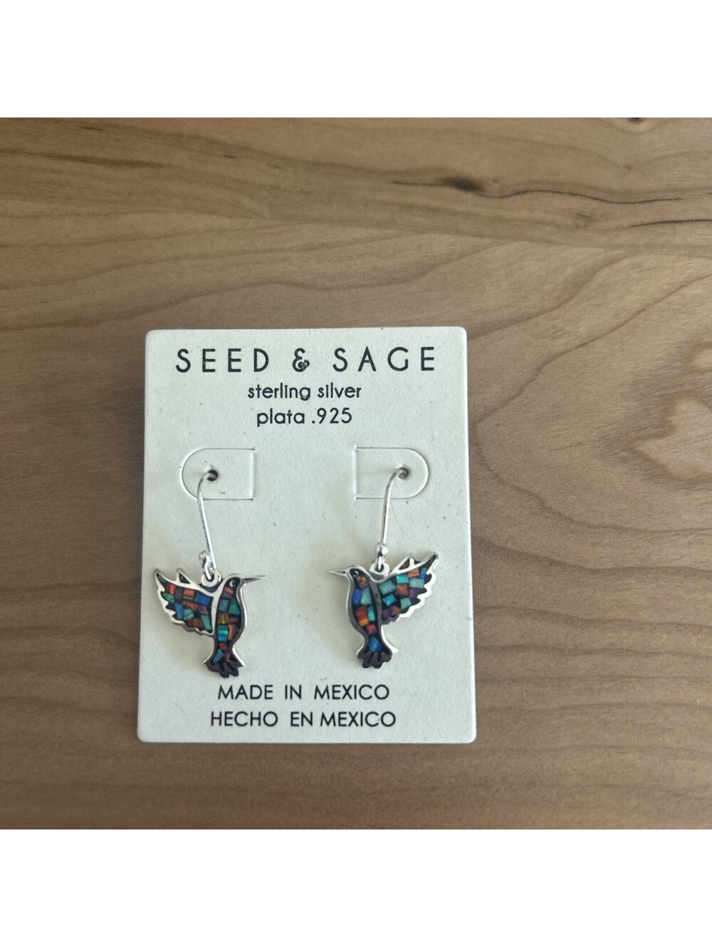 Seed & Sage Sterling Silver Earrings Multi-color Hummingbird